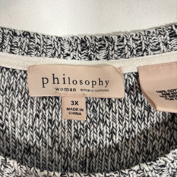 Philosophy Women's Plus 3X Dolman Sleeve Gray Ribbed Knit Cottagecore Sweater - Picture 4 of 7